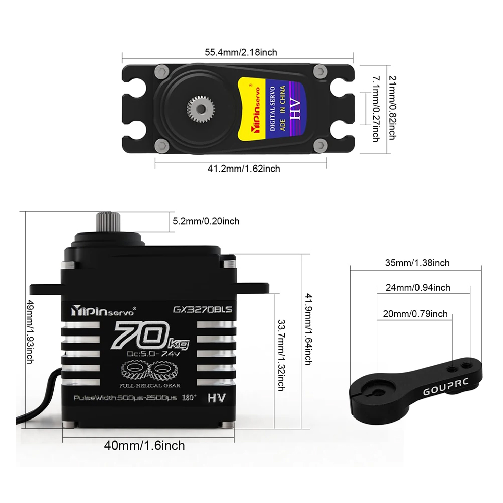 1/2PCS 70KG Large Torque Brush - đánh giá và giá Servo Metal Gear