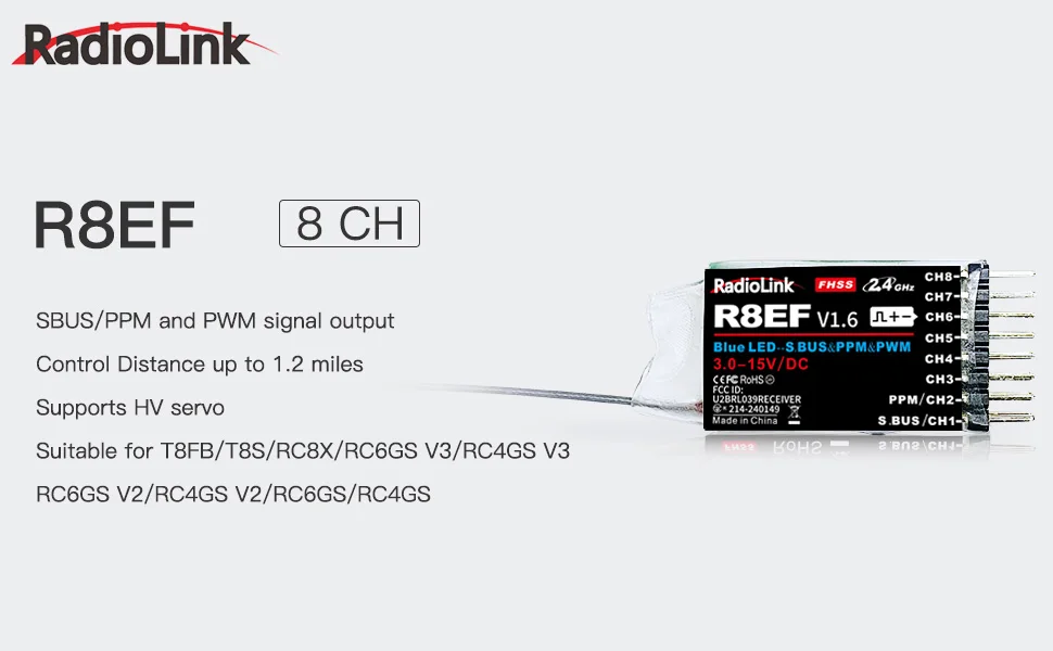 Radiolink R8EF Receiver 2.4G 8 - đánh giá và giá Receiver Sbus 8Ch