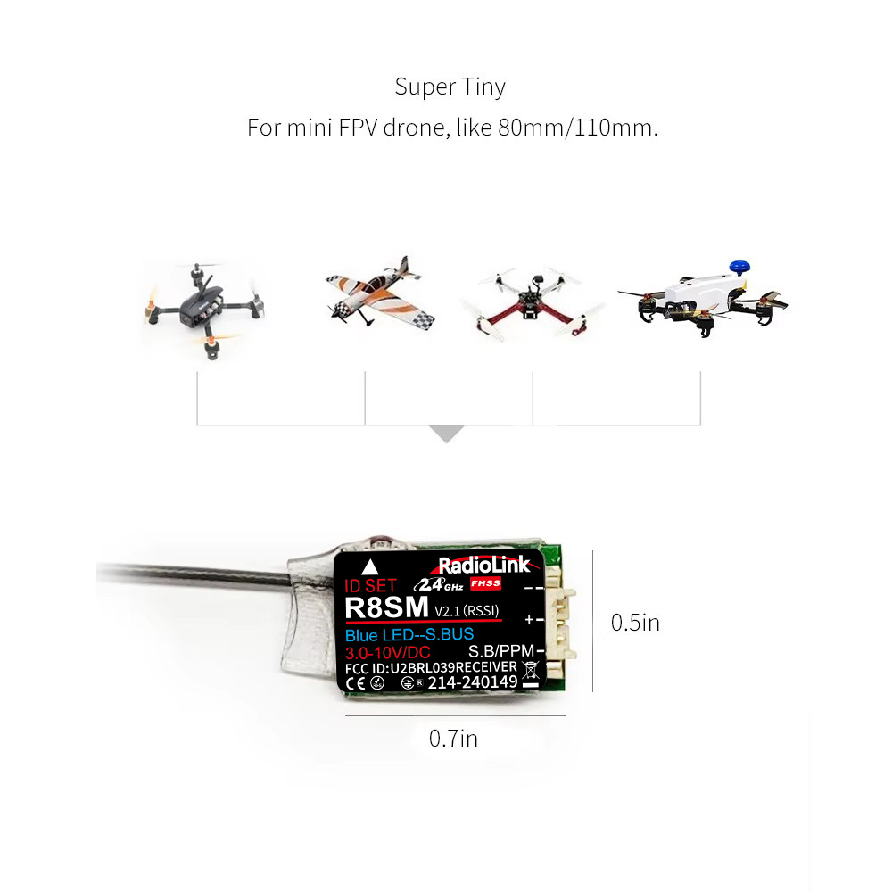RadioLink R8SM 8CH 2.4GHz Supe - đánh giá và giá Receiver Sbus 8Ch