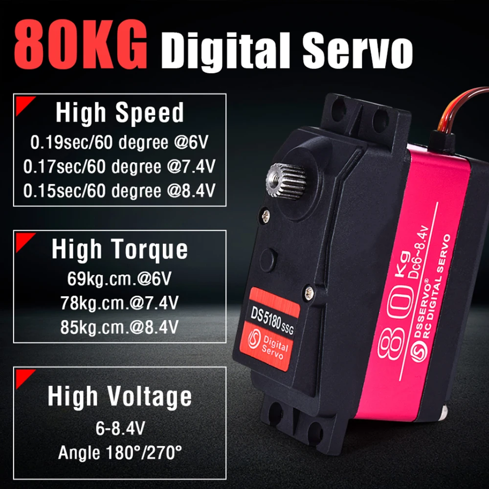 Dsservo Waterproof DS5180 80KG - đánh giá và giá Servo Metal Gear